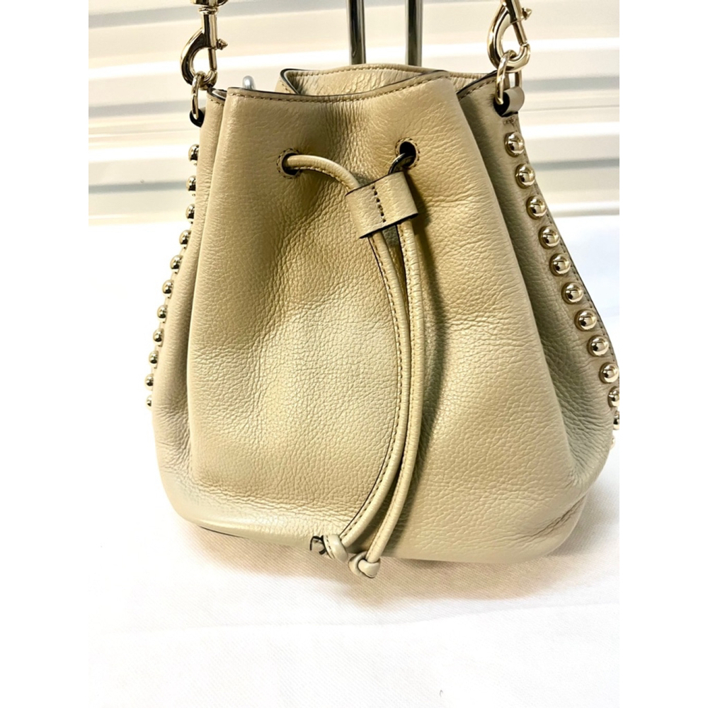 Rebecca Minkoff Studded Leather Bucket Bag green with Gold Tone Hardware